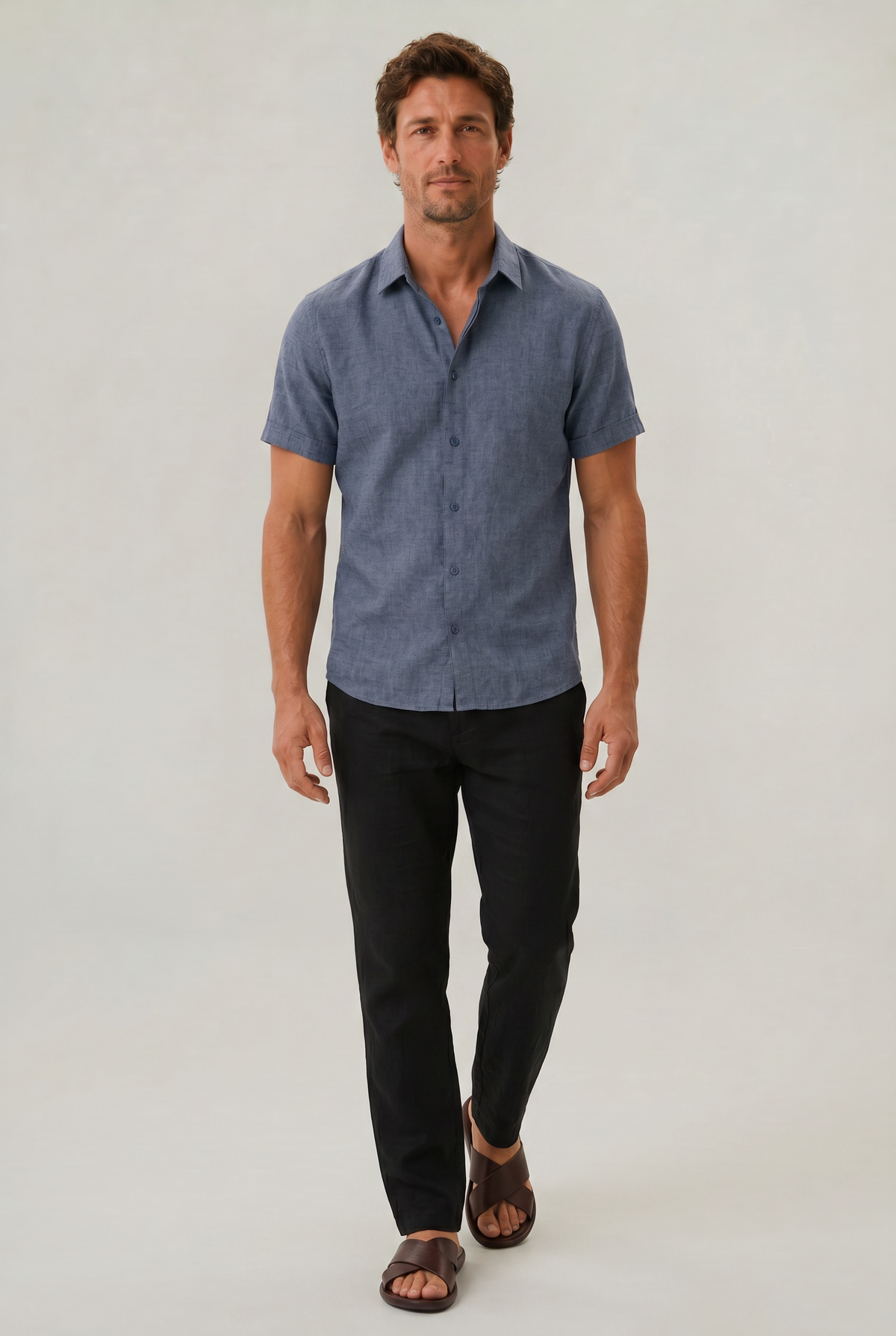 Kaven Cotton Linen Shirt - on model