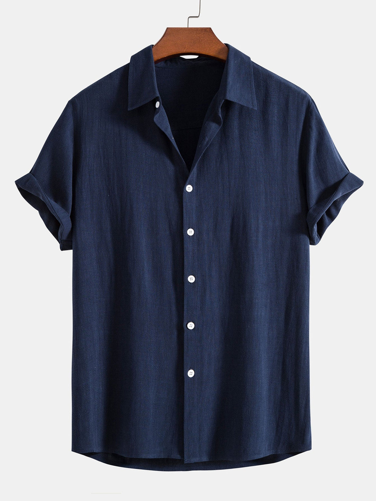 Kaven Linen Blend Shirt - Navy Blue
