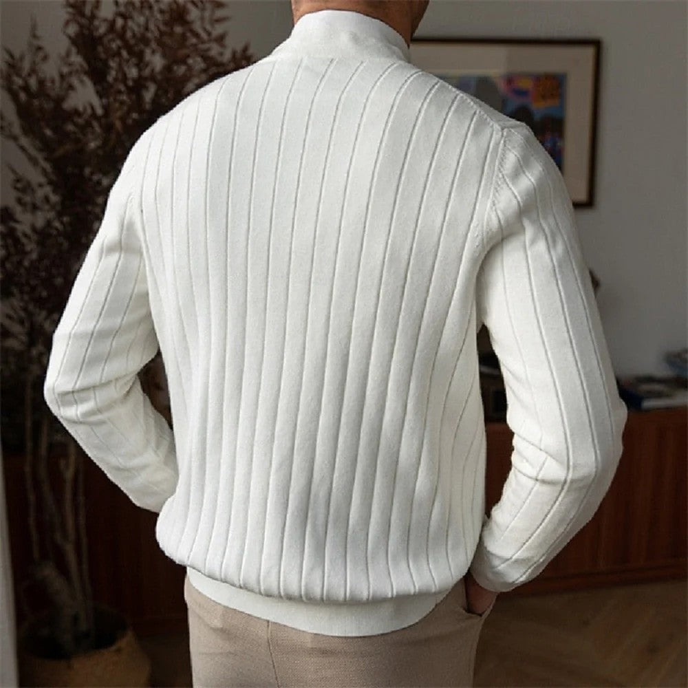 Kaven - Men's Cardigan V-Neck Ribbed Knit Button Front