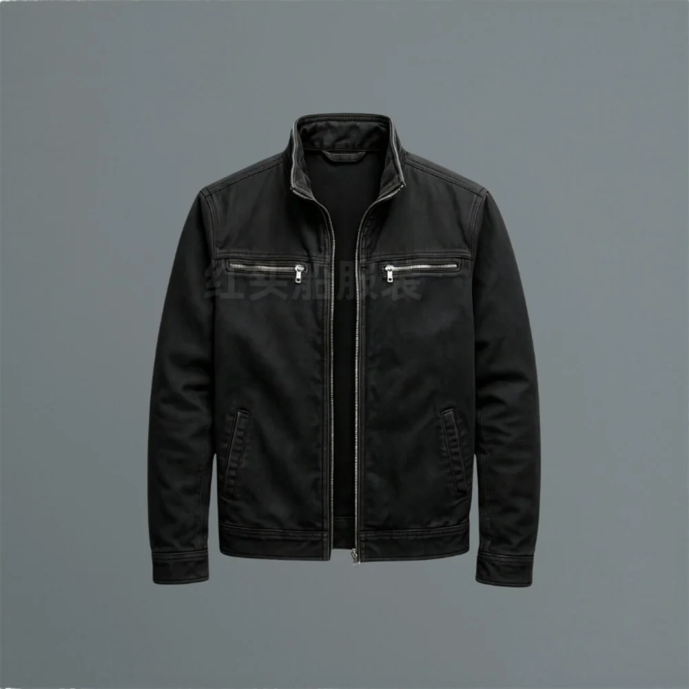 Kaven - Men's Cotton Zip Jacket Stand Collar Windproof Chest Pockets