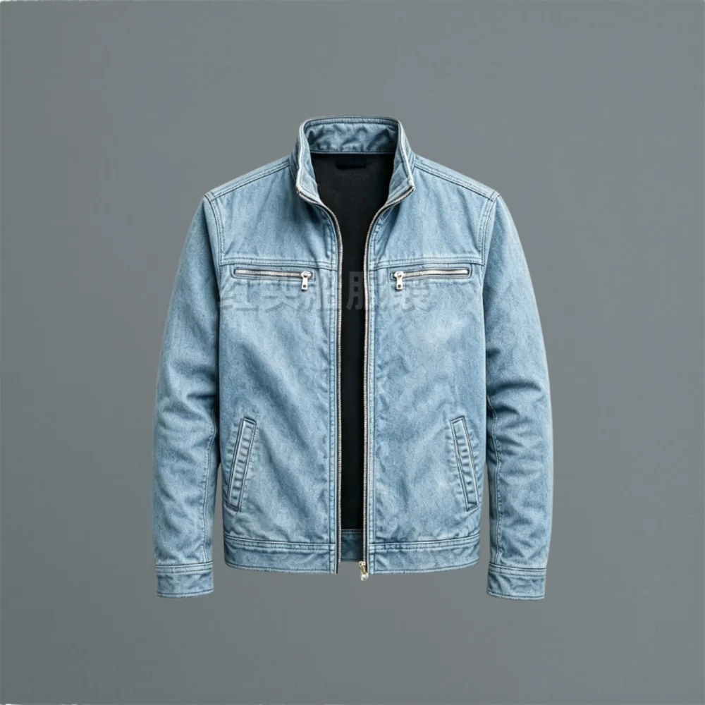 Kaven - Men's Cotton Zip Jacket Stand Collar Windproof Chest Pockets