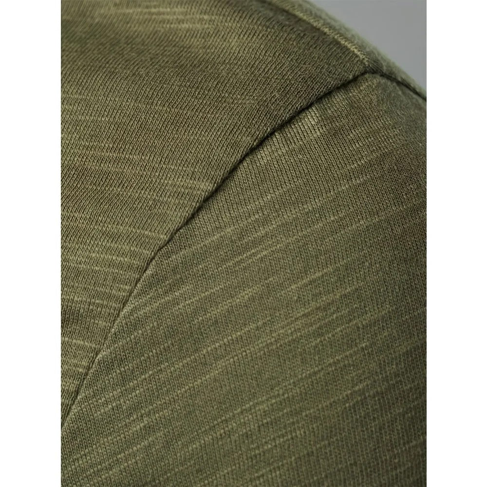Kaven - Men's Henley Long Sleeve Slub Jersey Three-Button