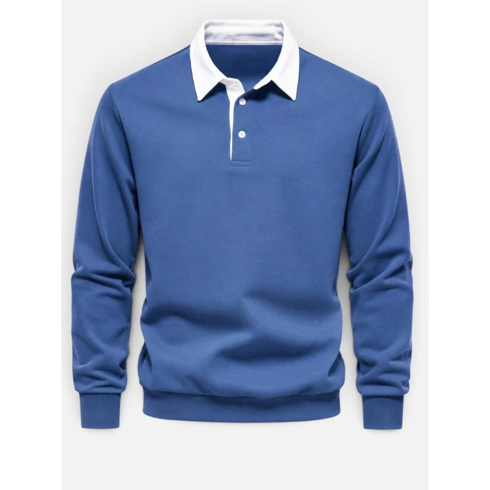 Kaven - Men's Knit Polo Shirt Long Sleeve Classic Collar