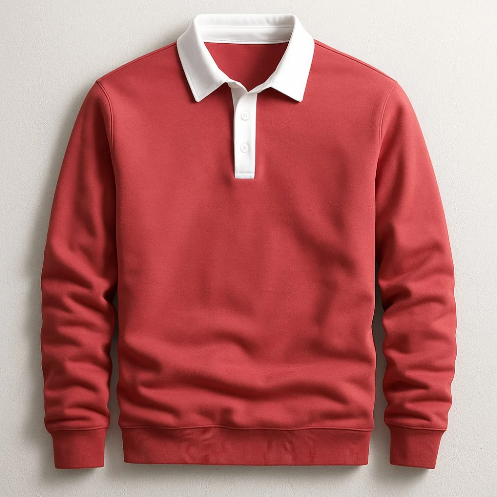 Kaven - Men's Knit Polo Shirt Long Sleeve Classic Collar