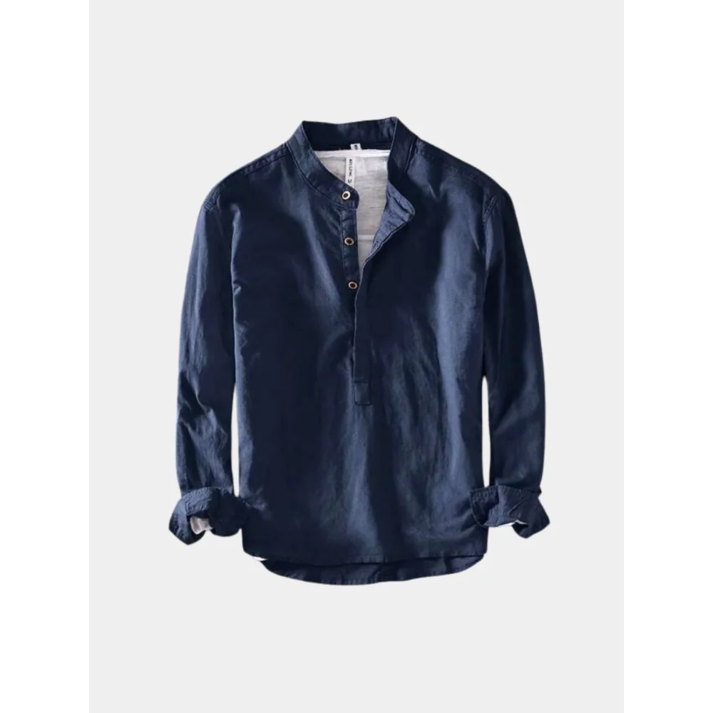 Kaven - Men's Linen Shirt Minimalist Relaxed Fit Long Sleeve