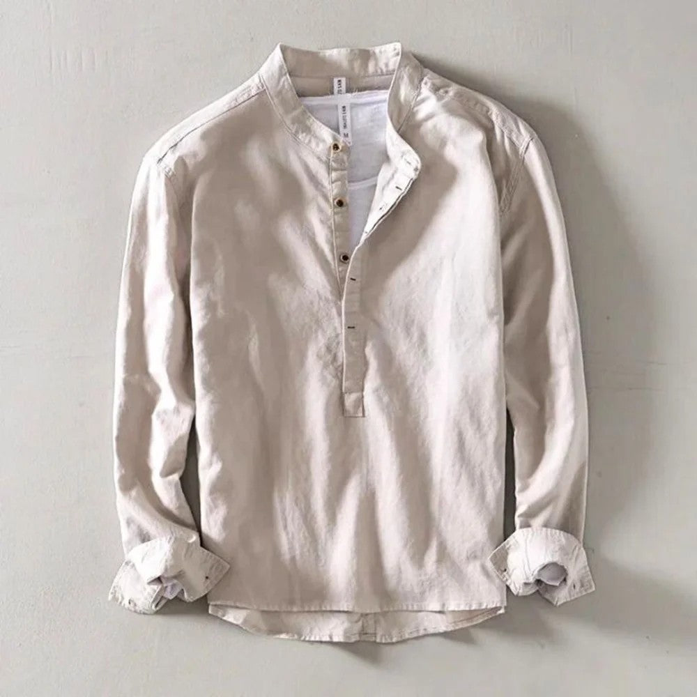 Kaven - Men's Linen Shirt Minimalist Relaxed Fit Long Sleeve