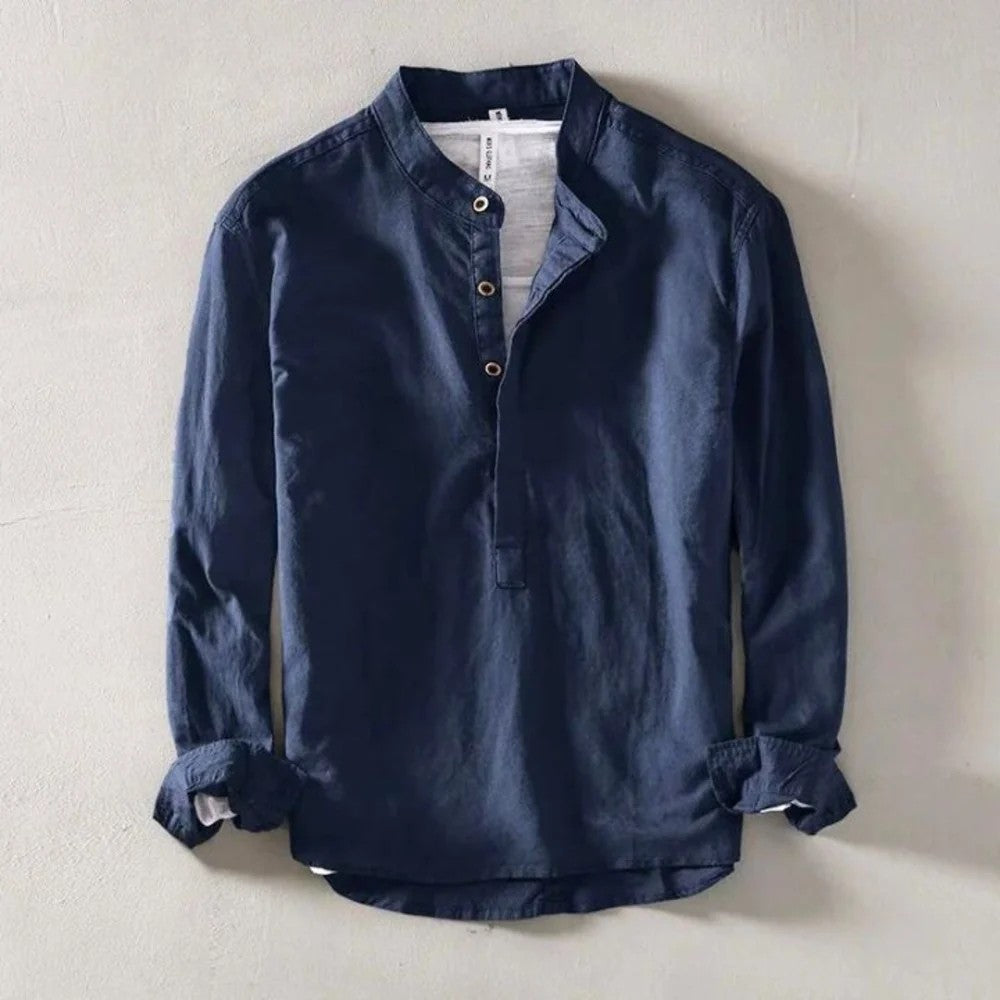 Kaven - Men's Linen Shirt Minimalist Relaxed Fit Long Sleeve