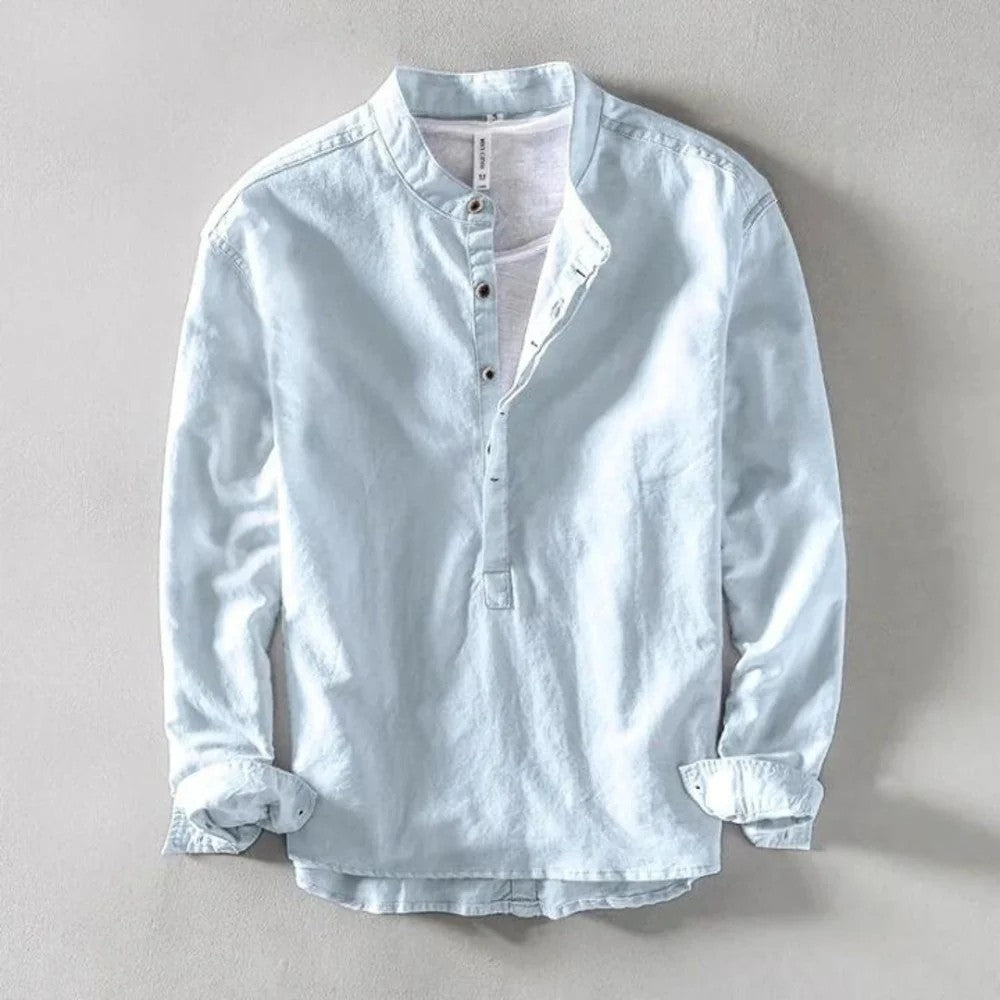 Kaven - Men's Linen Shirt Minimalist Relaxed Fit Long Sleeve