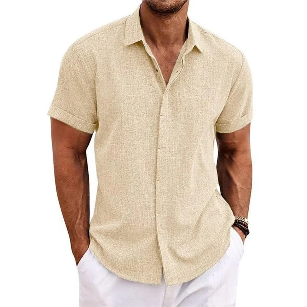 Kaven - Men's Linen Shirt Short Sleeve Relaxed Fit Summer