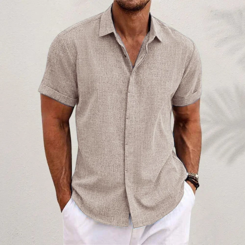 Kaven - Men's Linen Shirt Short Sleeve Relaxed Fit Summer