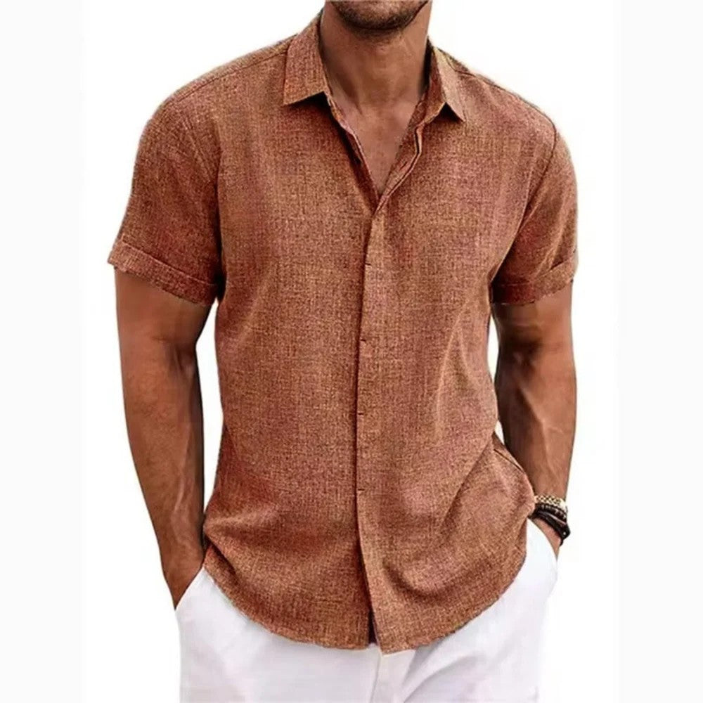 Kaven - Men's Linen Shirt Short Sleeve Relaxed Fit Summer