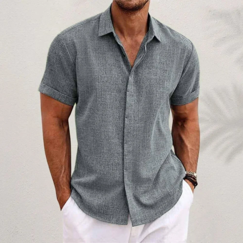 Kaven - Men's Linen Shirt Short Sleeve Relaxed Fit Summer