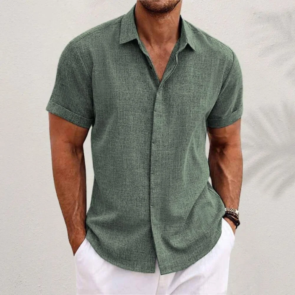 Kaven - Men's Linen Shirt Short Sleeve Relaxed Fit Summer