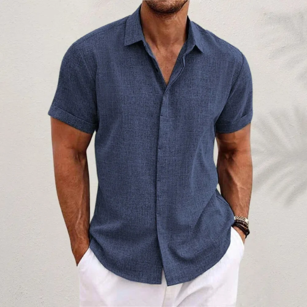 Kaven - Men's Linen Shirt Short Sleeve Relaxed Fit Summer