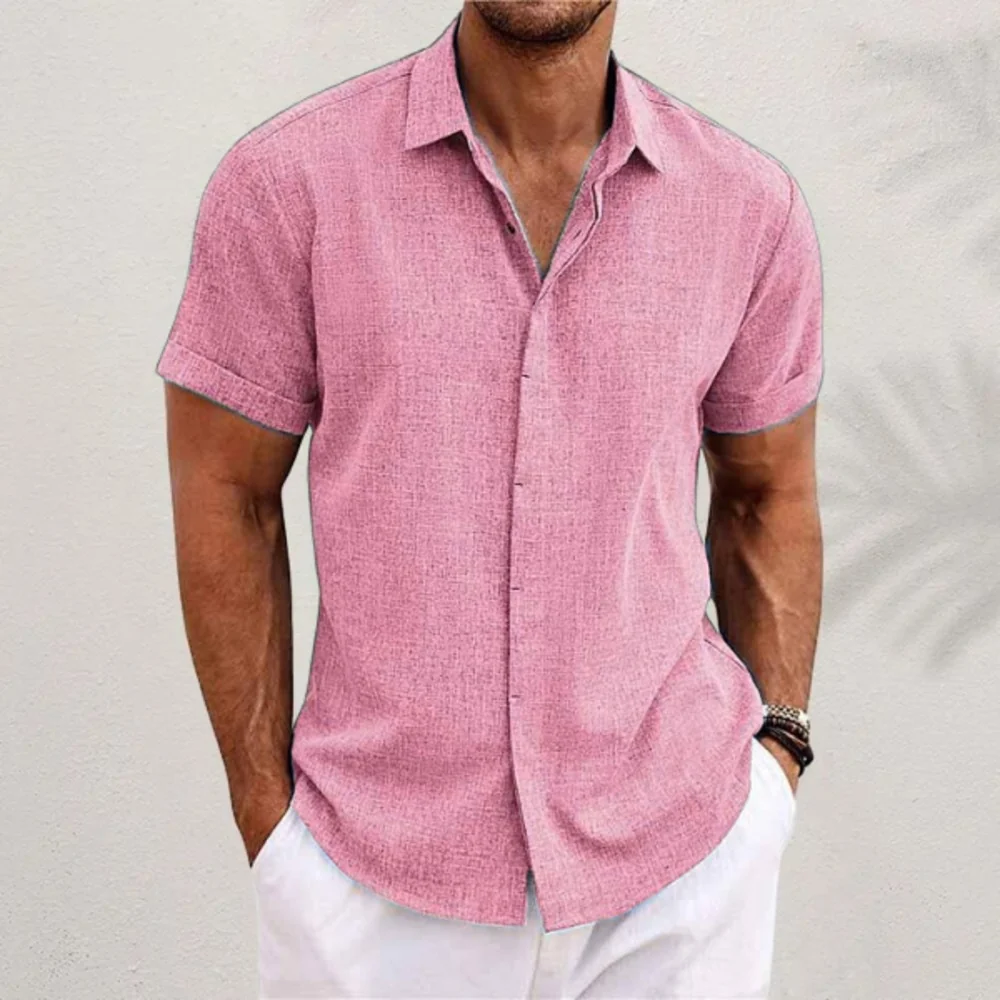 Kaven - Men's Linen Shirt Short Sleeve Relaxed Fit Summer