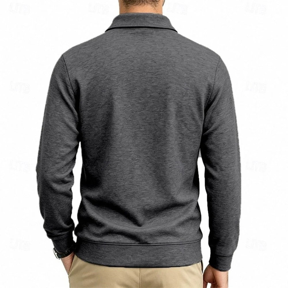 Kaven - Men's Polo Long Sleeve Fine Knit Two Chest Pockets