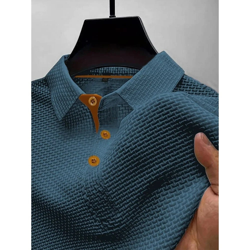 Kaven - Men's Polo Shirt Breathable Knit Short Sleeve Contrast Placket