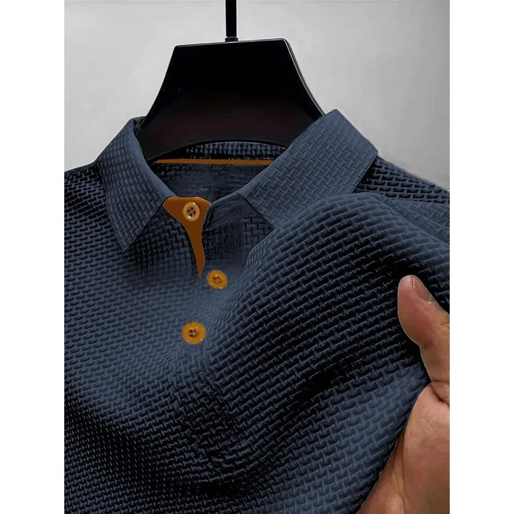 Kaven - Men's Polo Shirt Breathable Knit Short Sleeve Contrast Placket