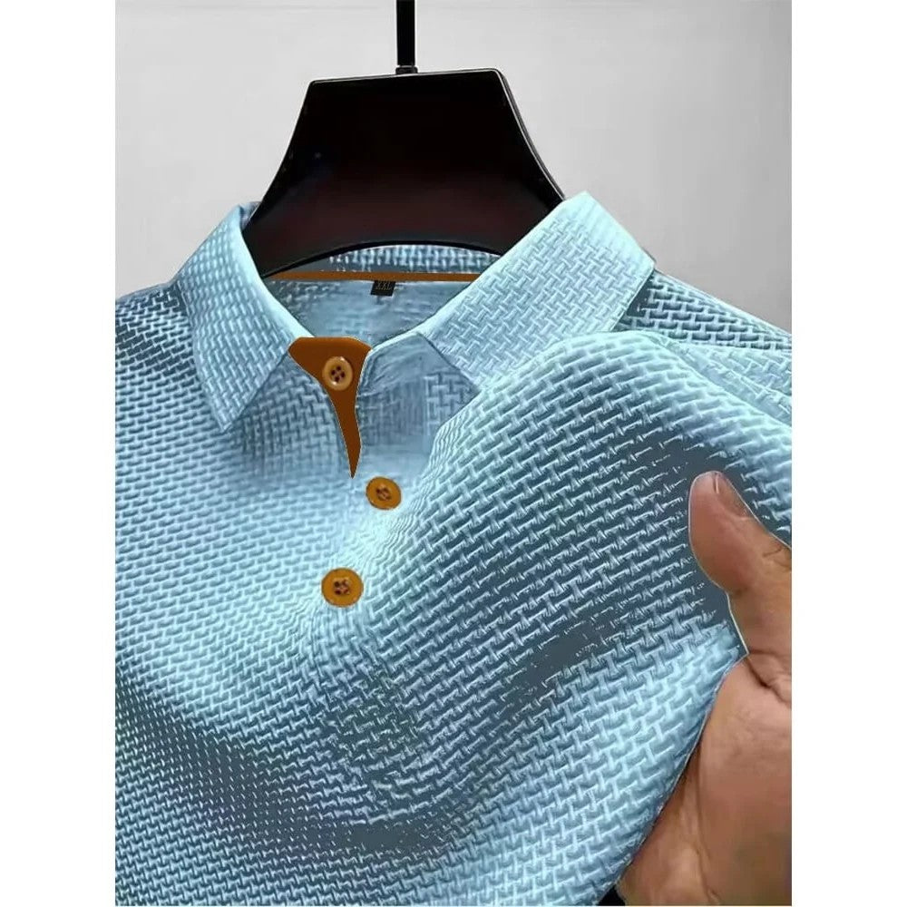 Kaven - Men's Polo Shirt Breathable Knit Short Sleeve Contrast Placket