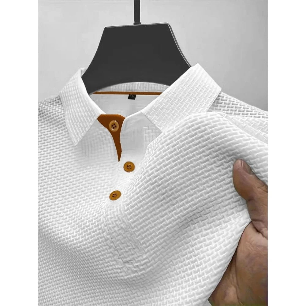 Kaven - Men's Polo Shirt Breathable Knit Short Sleeve Contrast Placket