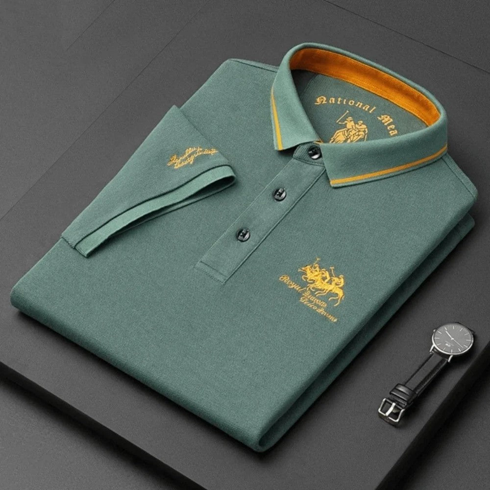 Kaven - Men's Polo Shirt Contrast Collar Short Sleeve Breathable