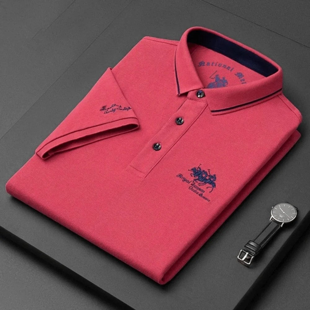 Kaven - Men's Polo Shirt Contrast Collar Short Sleeve Breathable