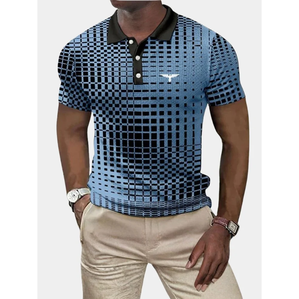 Kaven - Men's Polo Shirt Geometric Print Stretch Short Sleeve