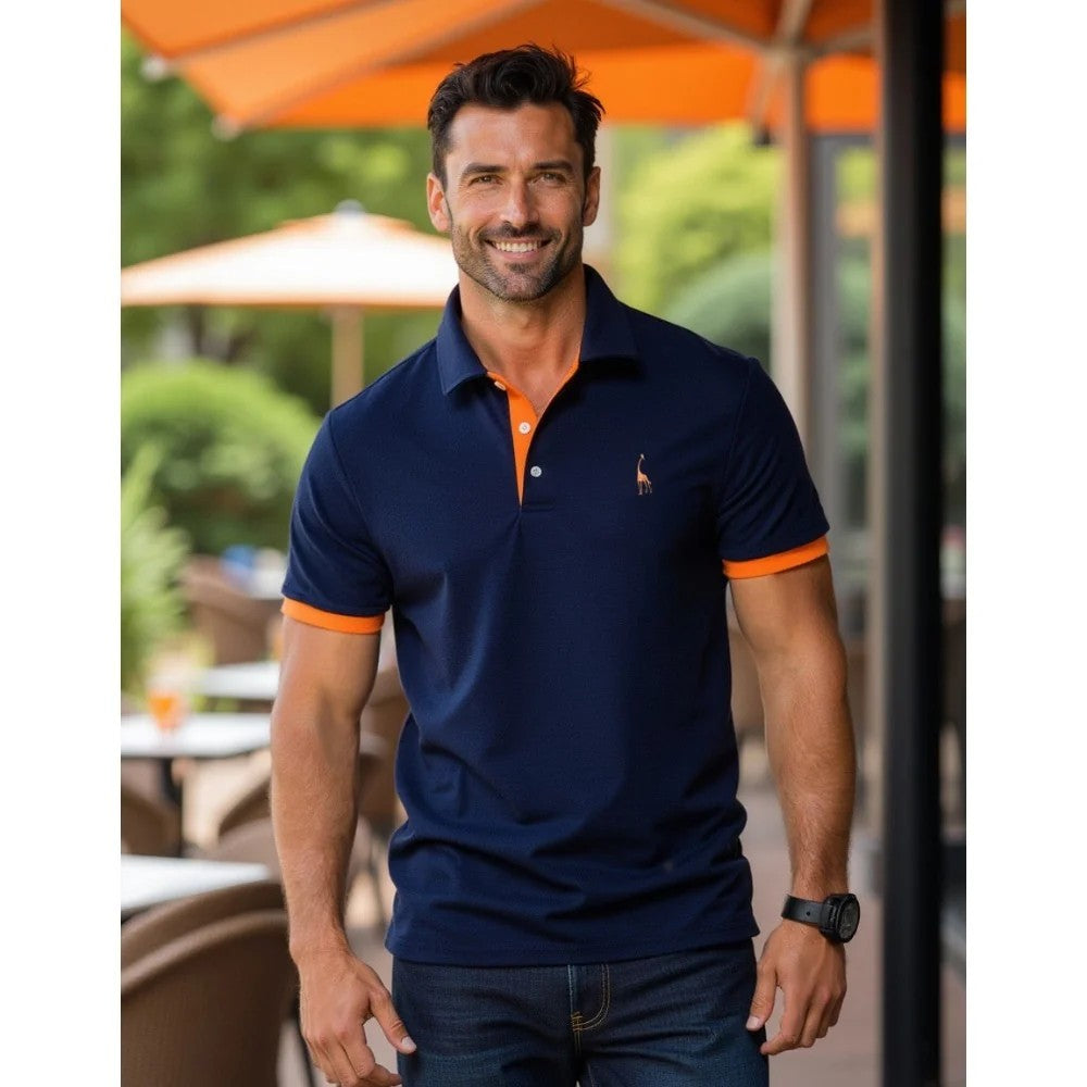 Kaven - Men's Polo Shirt Short Sleeve Contrast Trim Tailored Fit