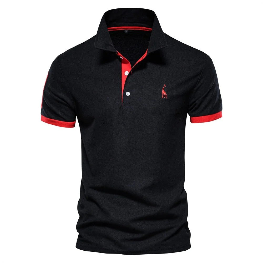Kaven - Men's Polo Shirt Short Sleeve Contrast Trim Tailored Fit