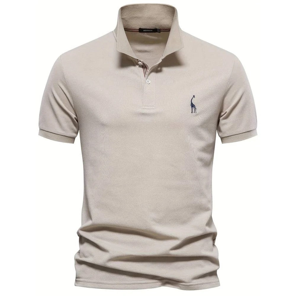 Kaven - Men's Polo Shirt Short Sleeve Embroidered Detail Two-Button