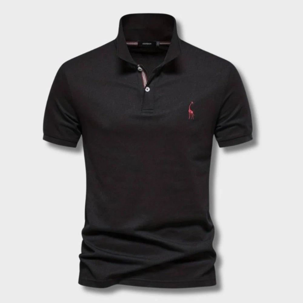 Kaven - Men's Polo Shirt Short Sleeve Embroidered Detail Two-Button