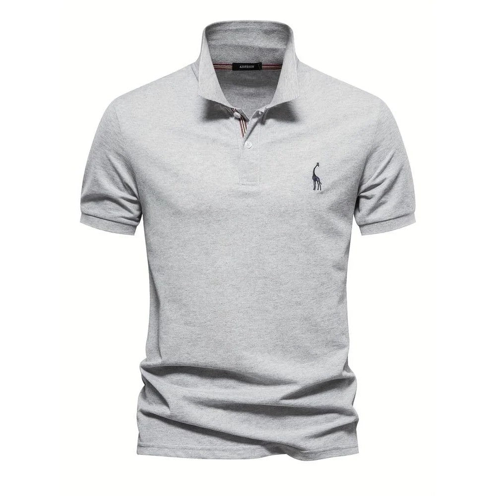 Kaven - Men's Polo Shirt Short Sleeve Embroidered Detail Two-Button