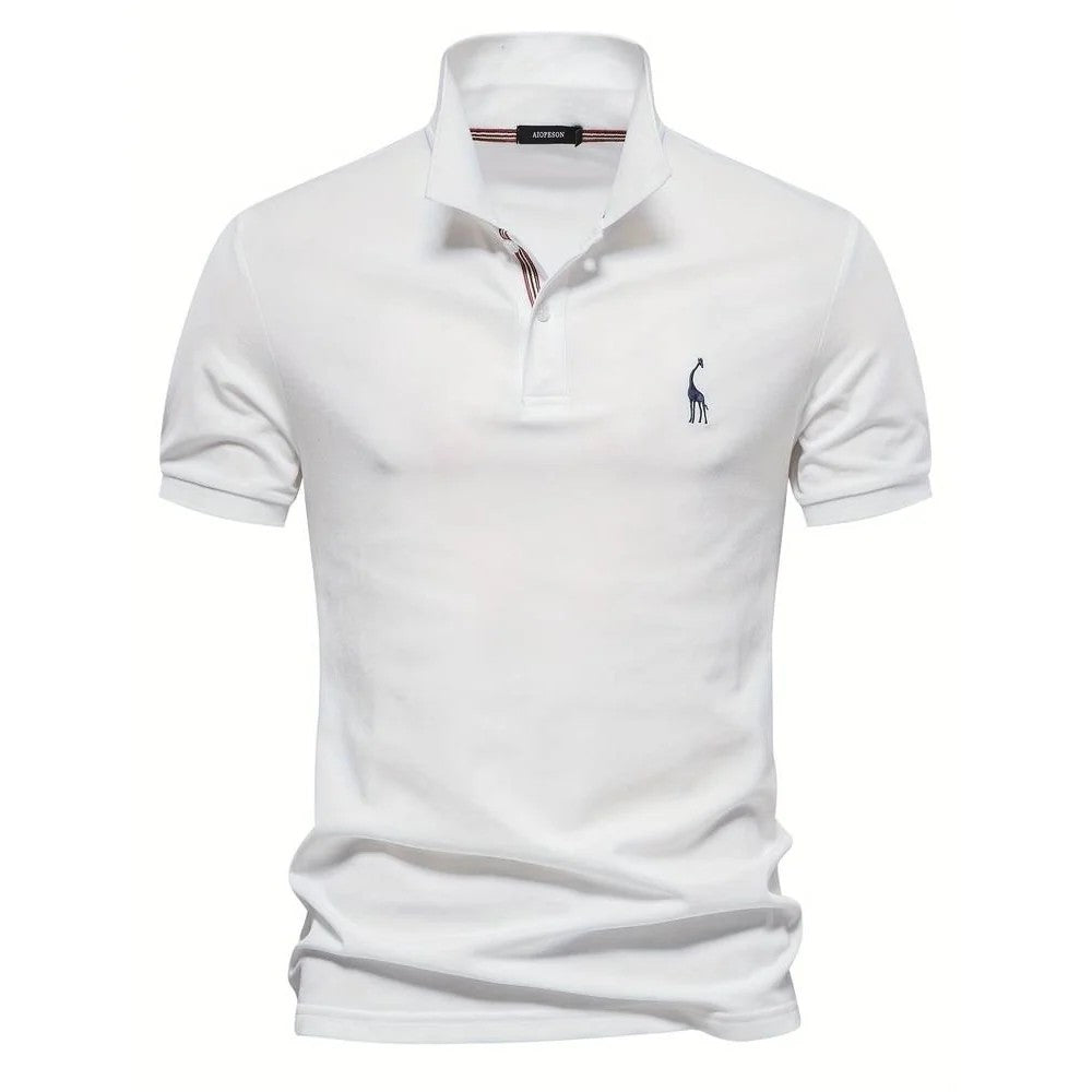 Kaven - Men's Polo Shirt Short Sleeve Embroidered Detail Two-Button