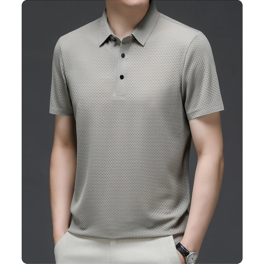 Kaven - Men's Polo Shirt Short Sleeve Textured Knit Button Placket
