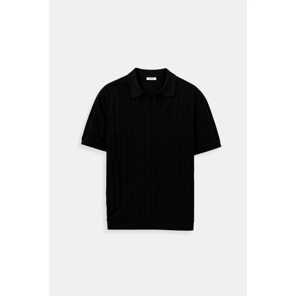 Kaven - Men's Polo Shirt Short Sleeve Textured Knit Geometric Pattern