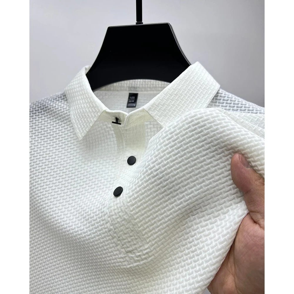 Kaven - Men's Polo Shirt Short Sleeve Textured Knit Button Placket