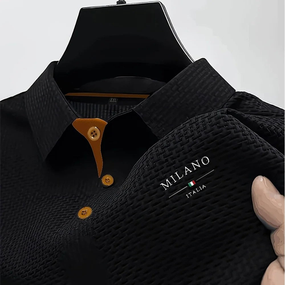 Kaven - Men's Polo Shirt Textured Knit Short Sleeve Ribbed Collar
