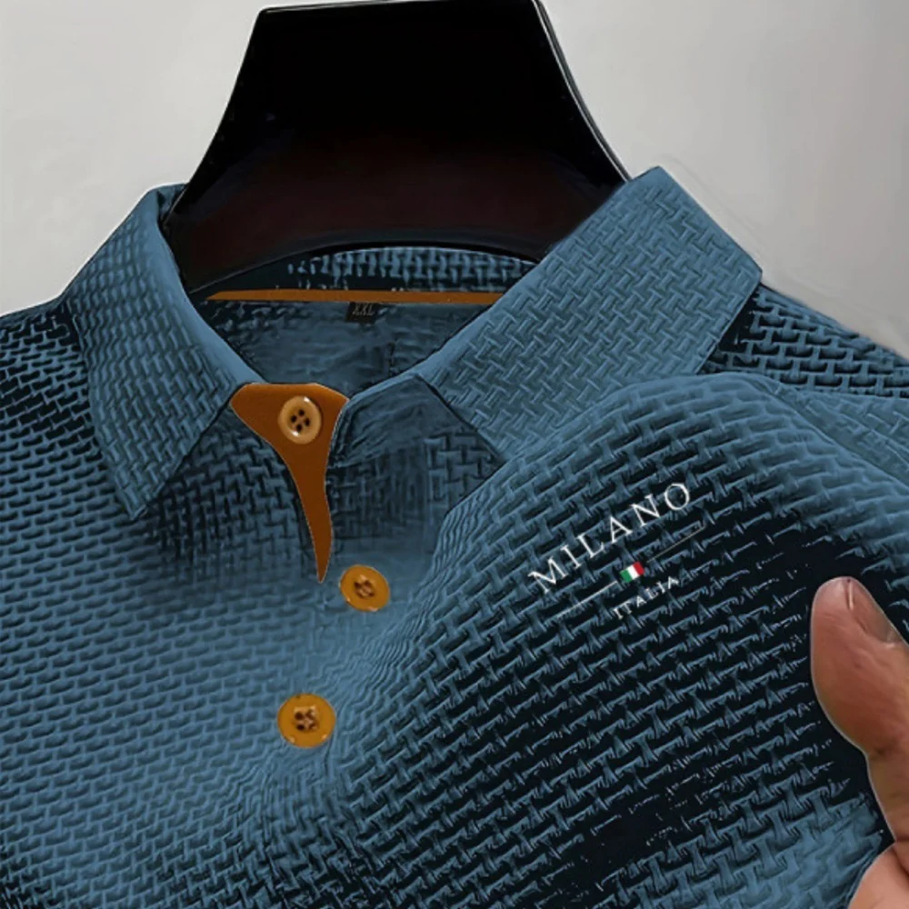 Kaven - Men's Polo Shirt Textured Knit Short Sleeve Ribbed Collar