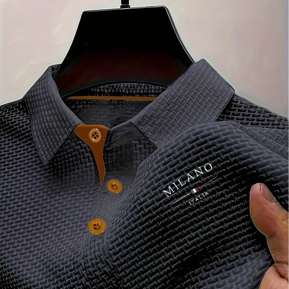 Kaven - Men's Polo Shirt Textured Knit Short Sleeve Ribbed Collar