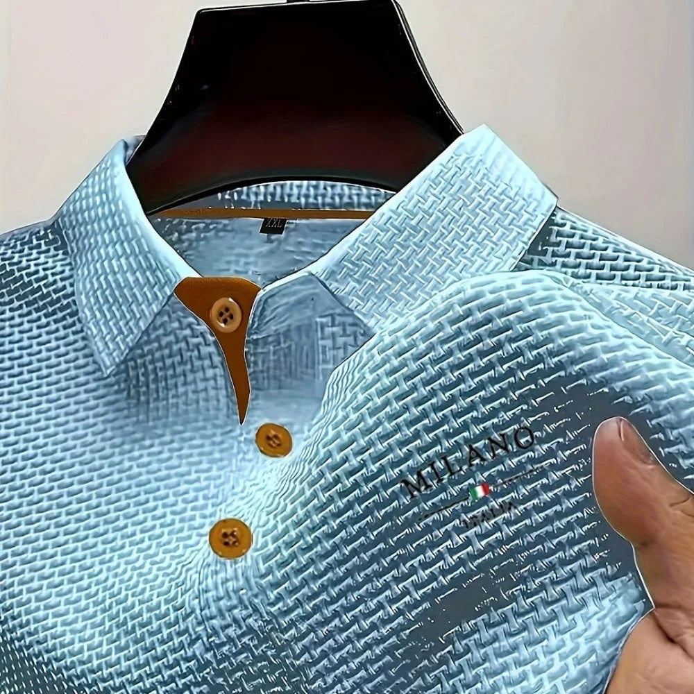 Kaven - Men's Polo Shirt Textured Knit Short Sleeve Ribbed Collar