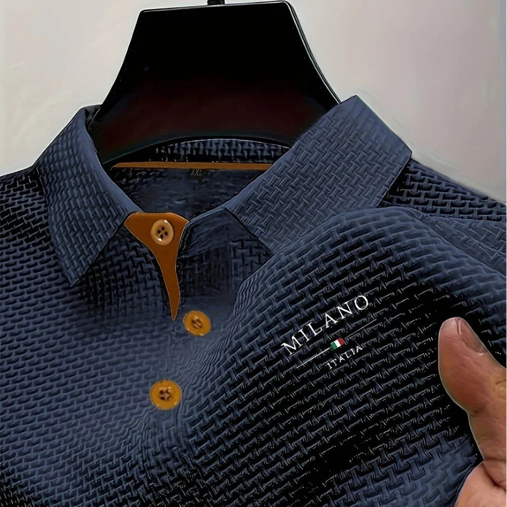Kaven - Men's Polo Shirt Textured Knit Short Sleeve Ribbed Collar