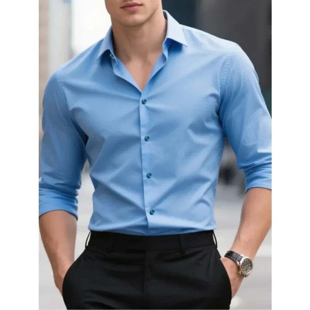 Kaven - Men's Slim Fit Shirt Long Sleeve Button-Down Sharp Collar