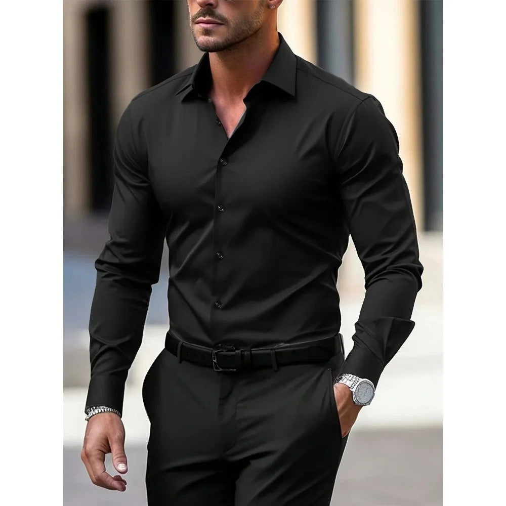 Kaven - Men's Slim Fit Shirt Long Sleeve Button-Down Sharp Collar