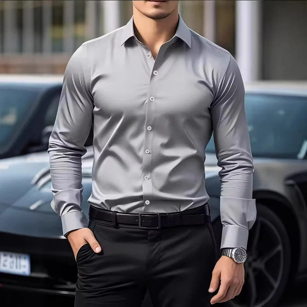 Kaven - Men's Slim Fit Shirt Long Sleeve Button-Down Sharp Collar