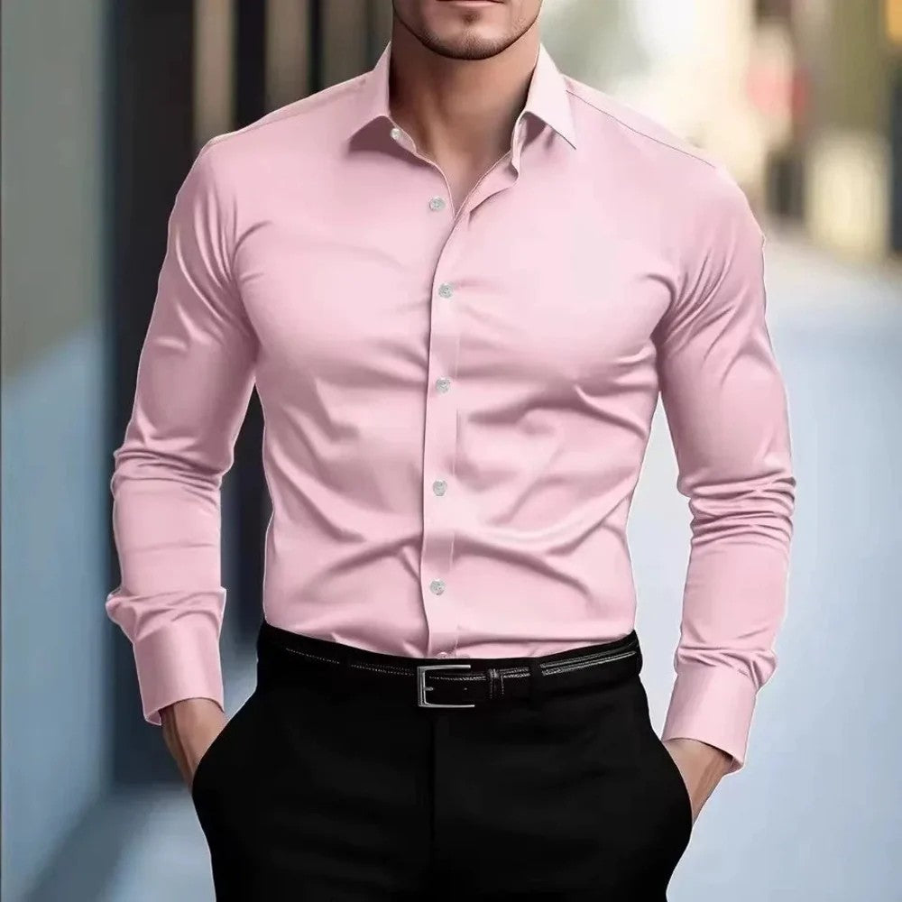 Kaven - Men's Slim Fit Shirt Long Sleeve Button-Down Sharp Collar