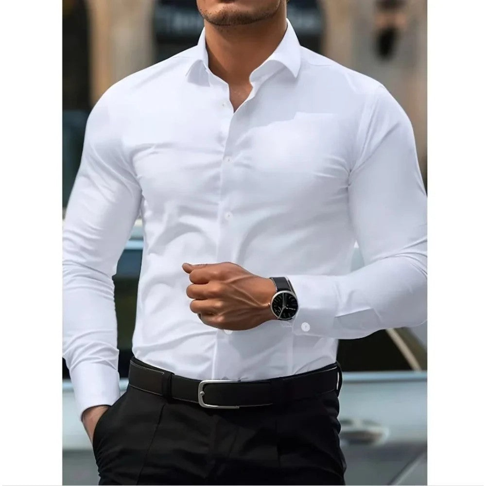 Kaven - Men's Slim Fit Shirt Long Sleeve Button-Down Sharp Collar