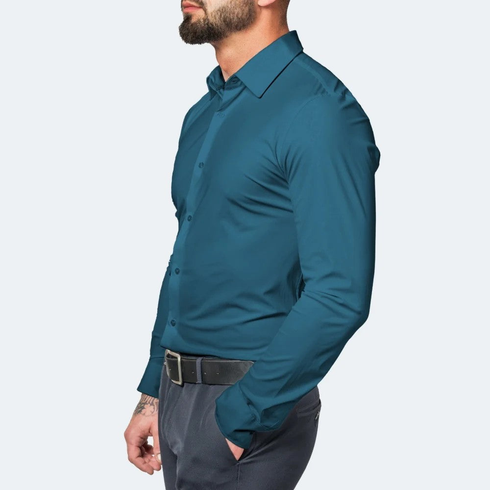 Kaven - Men's Stretch Shirt Long Sleeve Button-Down Crease Resistant