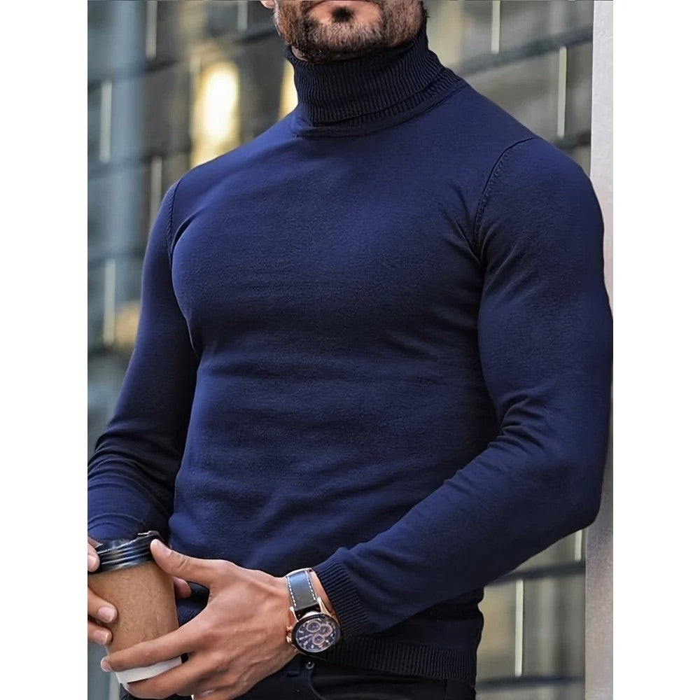 Kaven - Men's Turtleneck Jumper Fine Knit Slim