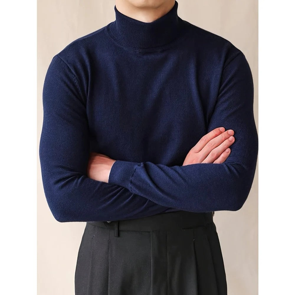 Kaven - Men's Turtleneck Jumper Fine Knit Slim