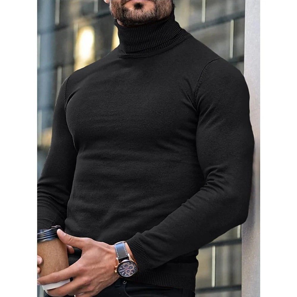 Kaven - Men's Turtleneck Jumper Fine Knit Slim